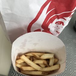 Wendy's - They gave me my large fries with only half amount of the fries.