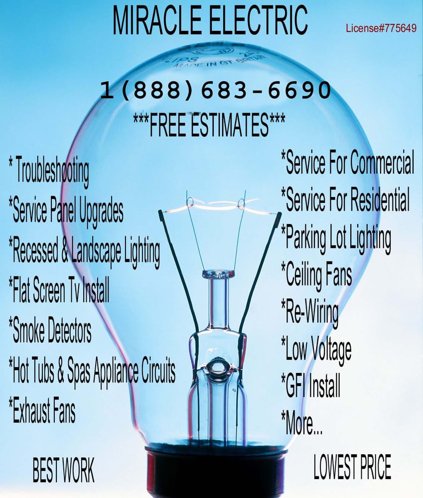 MIRACLE ELECTRIC Long Beach, California Electricians Phone Number Yelp