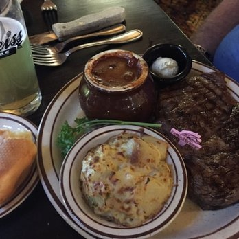 The Steakhouse - Rib eye steak, crock of beans,house potatoes. - Steakhouses Near Me - Wells, Maine