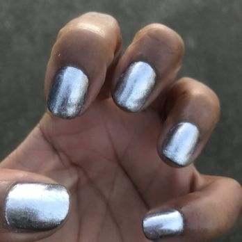 CK Nails - It's hard to tell but the metallic was chipping u could see black spots underneath...this was after silver polish was added on top - Nail Salons Near Me - Renton, Washington CK Nails - It's hard to tell but the metallic was chipping u could see black spots underneath...this was after silver polish was added on top - Nail Salons Near Me - Renton, Washington
