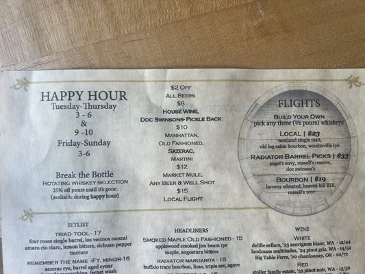 Menu photo 1 Radiator Whiskey Ballard Seattle, WA Menu photo 1 Radiator Whiskey Ballard Seattle, WA