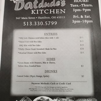 Datdude's Kitchen - Menu - Barbeque Near Me - Hamilton, Ohio Datdude's Kitchen - Menu - Barbeque Near Me - Hamilton, Ohio