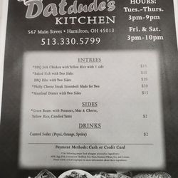 Datdude's Kitchen - Menu