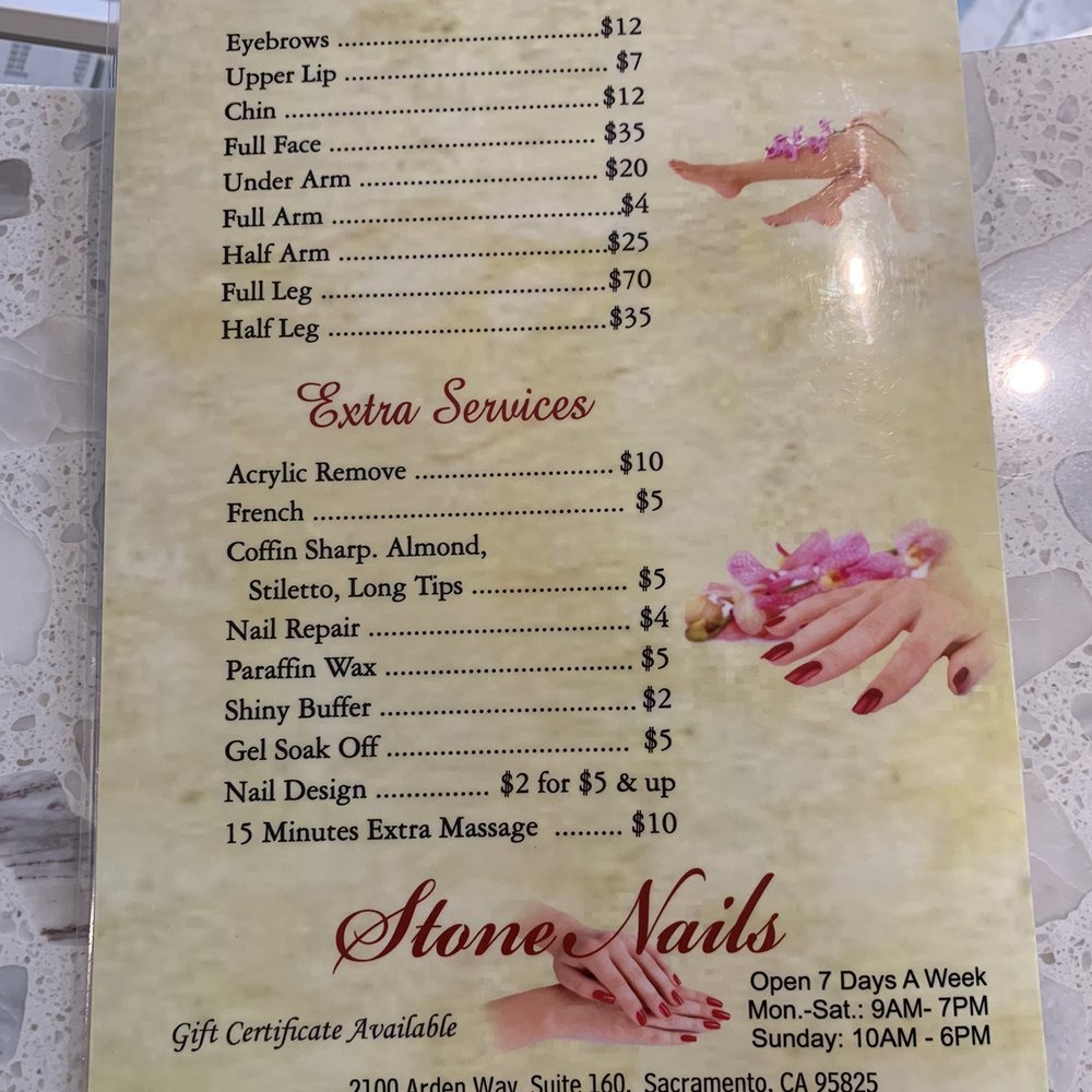 Stone Nails - Menu - Nail Salons Near Me - Sacramento, California Stone Nails - Menu - Nail Salons Near Me - Sacramento, California