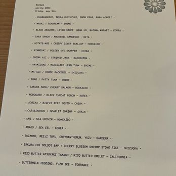 Sushi Sonagi - Current spring 2025 menu as of 05/09/2025 - Sushi Bars Near Me - Gardena, California