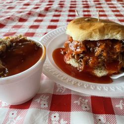 Payne's Bar-B-Que - Chopped Pork Sandwich. 6 Oz Beans