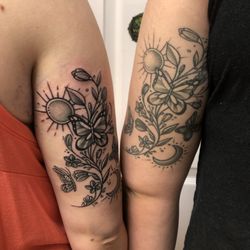 Skech 1 Tattoo Studio - Sister matching tattoos. One in the right is healed and about a year old.