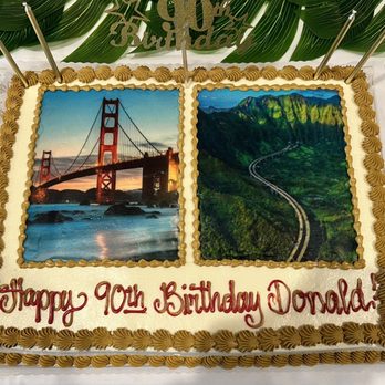 Liliha Bakery - Custom Cake for Dad's 90th--Half Sheet (feeds up to 48-we had lots left over) - Bakeries Near Me - Honolulu, Hawaii Liliha Bakery - Custom Cake for Dad's 90th--Half Sheet (feeds up to 48-we had lots left over) - Bakeries Near Me - Honolulu, Hawaii