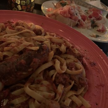 Roman Cucina - Bolognese and bruschetta in the back - Italian Near Me - Fullerton, California