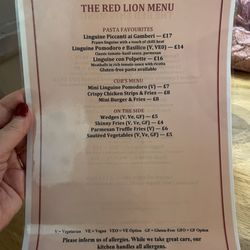 The Red Lion - Menu, page 2