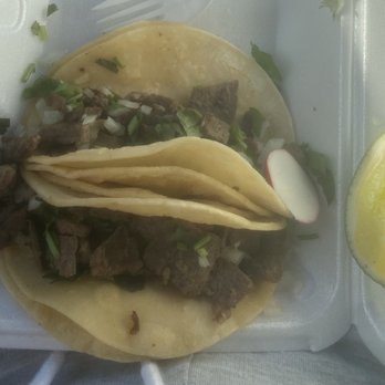 Mi Ranchito Restaurant - two tacos in a styrofoam container - Mexican Near Me - Newark, New Jersey