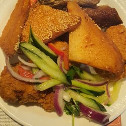 JRC-Global Buffet - Prawn toast, duck neck, chicken wings, salad