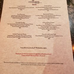 Crystal Bay Steak & Lobster House - Menu1
