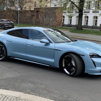 Plush Luxury Collection - Porsche Taycan Turbo in Frozen Blue Metallic - Car Rental Near Me Plush Luxury Collection - Porsche Taycan Turbo in Frozen Blue Metallic - Car Rental Near Me