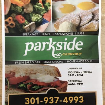 Parkside Carry Out - Front of the menu pictures are NOT of the food, but stock photos (see the back menu). - Cafeteria Near Me - Beltsville, Maryland Parkside Carry Out - Front of the menu pictures are NOT of the food, but stock photos (see the back menu). - Cafeteria Near Me - Beltsville, Maryland