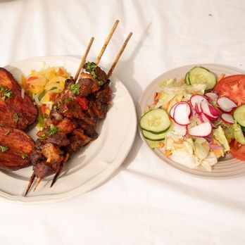 Soso Cuisine - Brochettes, potatoes and salad - African Near Me - West Carrollton, Ohio Soso Cuisine - Brochettes, potatoes and salad - African Near Me - West Carrollton, Ohio