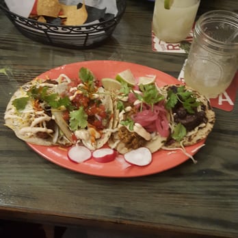 Ho'Brah - Don't know the exact names, but from left to right; panko codd, shrimp, pulled pork, and steak. - Mexican Near Me - West Brighton, New York