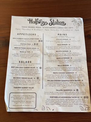 Menu photo 4 Halfway Station Atascadero, CA