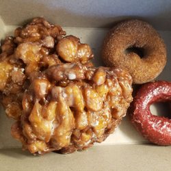 The Donut Cutter - Apple fritters, red velvet and cinnamon sugar cake donuts