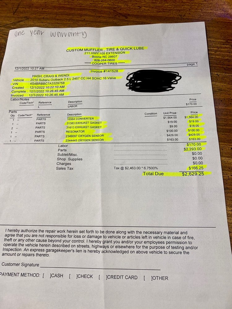 CUSTOM MUFFLER TIRE & QUICK LUBE Updated July 2024 13 Photos 211