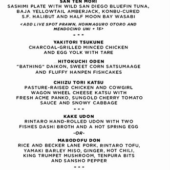 Rintaro - Summer Set Menu - Izakaya Near Me - San Francisco, California