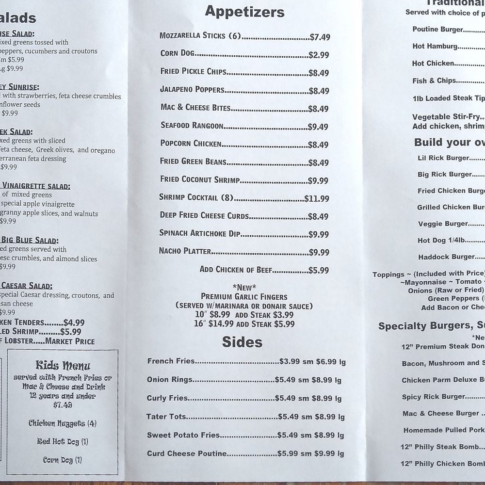 Big Rick's Burgers and Wings - the menu - Chicken Wings Near Me - Madawaska, Maine Big Rick's Burgers and Wings - the menu - Chicken Wings Near Me - Madawaska, Maine