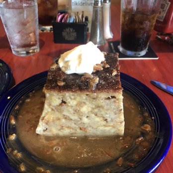 Rob’s Rum Kitchen - Bahama mama warm bread pudding with praline sauce - Caribbean Near Me - Waveland, Mississippi