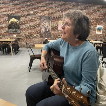 Gramophone Winery - Our friend "Torch" with the house guitar and a song in her heart! - Wine Bars Near Me - Richmond, Virginia