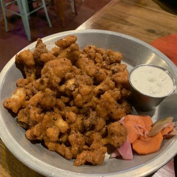 Lily’s Snack Bar - Buffalo cauliflower with a side of blue cheese dressing - pickled veggies were a nice crisp addition! - Cocktail Bars Near Me - Boone, North Carolina