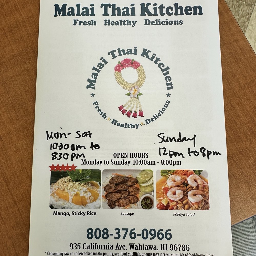 Malai Thai Kitchen - Thai Near Me - Wahiawa, Hawaii