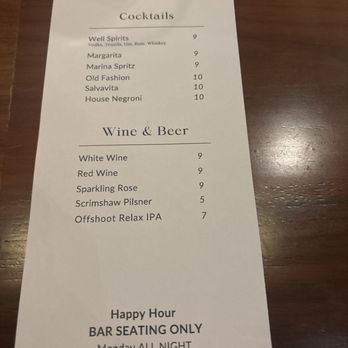 Marina - Happy hour drinks - Italian Near Me - Pasadena, California