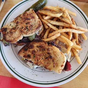 Woody's Diner - The Beef Eater and beer batter fries. - Diners Near Me - Sunset Beach, California