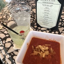 Drink menu & AMAZING beet tomato soup!!