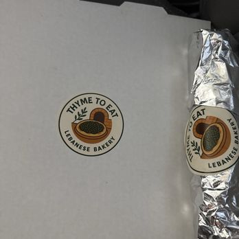 Thyme To Eat - The box has Zattar and the vigi mankagish was the silver rabe. As you can see the stickers has both Thyme To Eat & Lebanese bakery. - Lebanese Near Me - Costa Mesa, California Thyme To Eat - The box has Zattar and the vigi mankagish was the silver rabe. As you can see the stickers has both Thyme To Eat & Lebanese bakery. - Lebanese Near Me - Costa Mesa, California