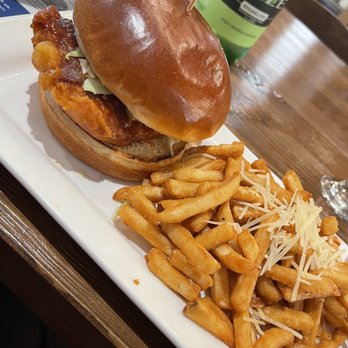 TWO60 Kitchen + Bar - kbbq chicken sandwich with truffle fries - New American Near Me - Fairfield, California TWO60 Kitchen + Bar - kbbq chicken sandwich with truffle fries - New American Near Me - Fairfield, California