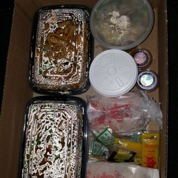 War Mein noodles, empress chicken, egg rolls, and wonton dumpling soup. War Mein noodles, empress chicken, egg rolls, and wonton dumpling soup.