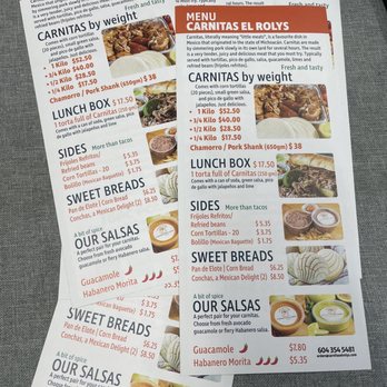 Carnitas El Rolys - menus and prices - Mexican Near Me - Vancouver, British Columbia Carnitas El Rolys - menus and prices - Mexican Near Me - Vancouver, British Columbia
