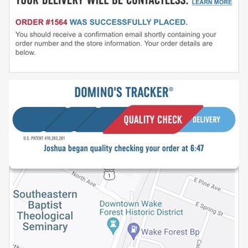 Domino's Pizza - Was stuck in this status for over 20 minutes - Pizza Near Me - Wake Forest, North Carolina