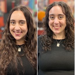 Before and after, a haircut by Junior Stylist Jaylen and styling!