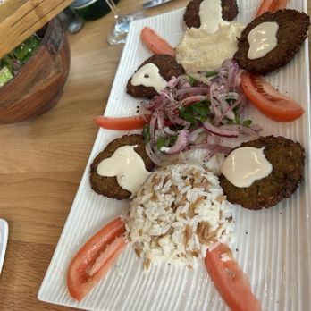 Antioch Restaurant - Falafel Plate with pilaf rice delicate delicious red onions - Mediterranean Near Me - Englewood, New Jersey Antioch Restaurant - Falafel Plate with pilaf rice delicate delicious red onions - Mediterranean Near Me - Englewood, New Jersey