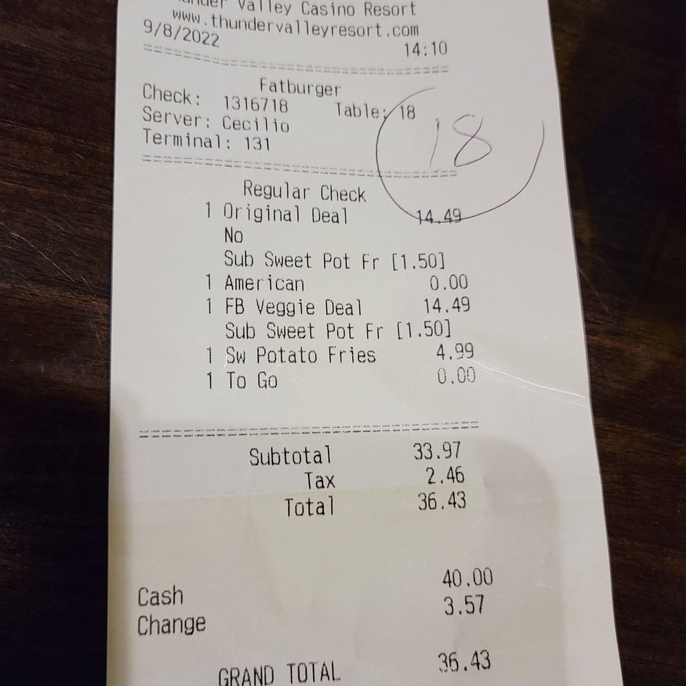 Fatburger - Our bill - Burgers Near Me - Lincoln, California Fatburger - Our bill - Burgers Near Me - Lincoln, California