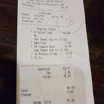 Fatburger - Our bill - Burgers Near Me - Lincoln, California