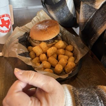 Billy Bob's Burgers Bar & Grill - Roommates mushroom Swiss burger w tots. - Burgers Near Me - Hewitt, Texas Billy Bob's Burgers Bar & Grill - Roommates mushroom Swiss burger w tots. - Burgers Near Me - Hewitt, Texas