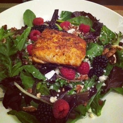 Photo of Fifty Six-Five Restaurant - San Diego, CA, US. 56&5 salad with added seared salmon