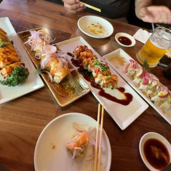 Starfish Sushi - Left to right Baked Salmon  Salmon Ceviche Fiesta  Lemon - Sushi Bars Near Me - Downey, California