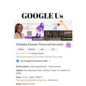 Shateka Husser Financial Services - Check out additional reviews on Google - Life Insurance Near Me - Marlton, New Jersey Shateka Husser Financial Services - Check out additional reviews on Google - Life Insurance Near Me - Marlton, New Jersey