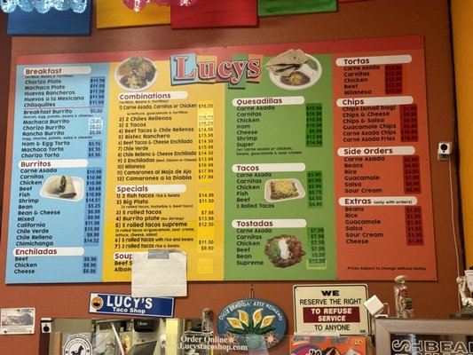 Menu photo 1 Lucy's Taco Shop San Diego, CA