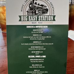 Big Easy Station - Table menu 2