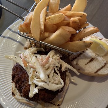 Red's Place - Crabby patty w/ steak fries - New American Near Me - Ithaca, New York Red's Place - Crabby patty w/ steak fries - New American Near Me - Ithaca, New York
