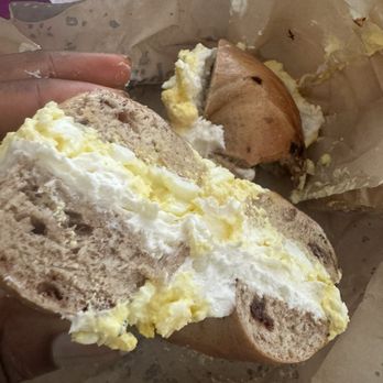 Boichik Bagels - Cream cheese and egg salad on a cinnamon raisin bagel - Bagels Near Me - San Francisco, California Boichik Bagels - Cream cheese and egg salad on a cinnamon raisin bagel - Bagels Near Me - San Francisco, California